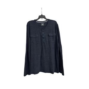 Express Navy Blue Long Sleeve Henley Adjustable Sleeve Shirt Size Men's XL